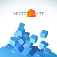 Vector 3D explosion background with cubical particles
