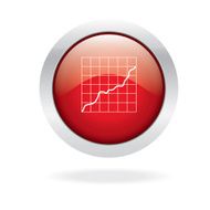 Red circle glossy web icon of graph on white background