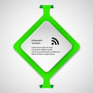 Infographic template with green rhombus shape
