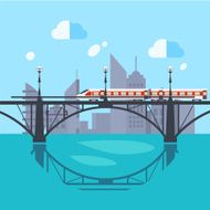 Urban Landscape and Train on Railway