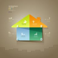 House colorful origami paper cuts Infographics