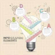 bulb with hand draw stair abstract infographic elements N2