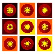 Sun icons set in flat style