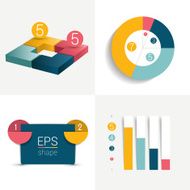 Flat set of charts and brochure elements Simply color editable N5