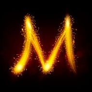 3d sparkler firework letter M