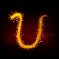 3d sparkler firework letter U