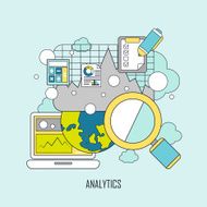 data analytics concept in thin line style