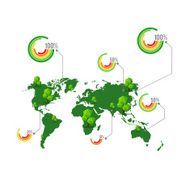 Green map with tree and percentage element for info graphic
