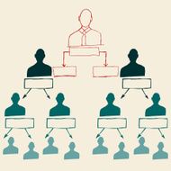 Hand drawn sketch of corporate hierarchy business network