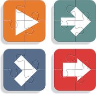 Set of different puzzle arrows icons Vector