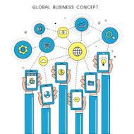 global business concept with devices