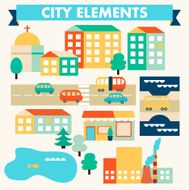 Flat vector city elements