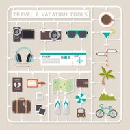 vector flat design model kits for travel and vacation tools