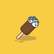 chocolate ice-cream dessert on wooden stick