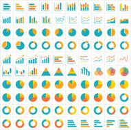 100 graph and chart infographic icon flat design
