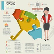 Umbrella puzzle info graphic design character design clean vector