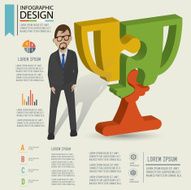 Trophy puzzle info graphic design and character clean vector