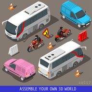 Isometric Flat 3d Vehicle Tourism Set