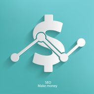 SEO make money symbol on blue background clean vector