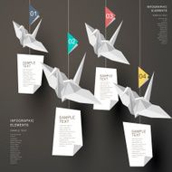 abstract origami paper cranes infographics