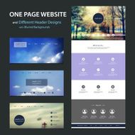 One Page Website Template Different Header Designs with Blurred Backgrounds N4