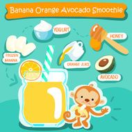 Banana Orange Avocado delicious healthy smoothies vector