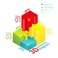 Puzzle isometric infographic 3d vector illustration