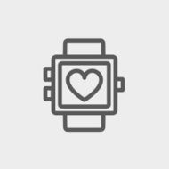 Wristwatch with heart display thin line icon N3