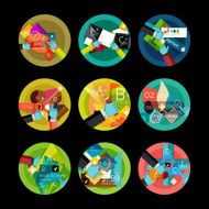 Set of option presentation labels flat design web infographic boxes N106