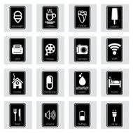 icons isolated black and White