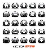 icons set BW on circle button