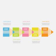Colorful pencil arrow 5 step Timeline Infographic text Template Flat
