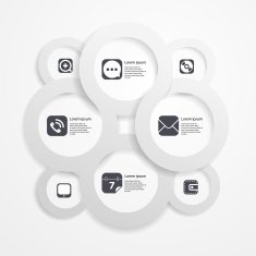Paper circle infographic web template with media icons N2