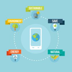 Ecology and mobile phone app flat design concept