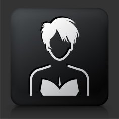 Black Square Button with Female Face Icon N36