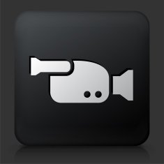 Black Square Button with Film Camera Icon N4