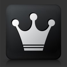 Black Square Button with Crown N9
