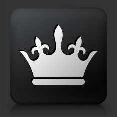 Black Square Button with Crown N10