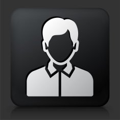 Black Square Button with Male Face N5