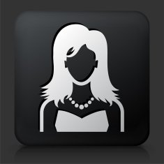 Black Square Button with Woman Face N16