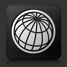 Black Square Button with Globe Icon N10