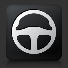 Black Square Button with Steering Wheel Icon