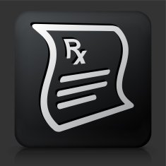 Black Square Button with Prescription Icon