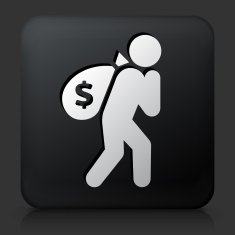 Black Square Button with Moneybags Icon