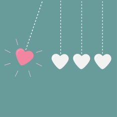 Four hanging hearts dash line Perpetual motion Love card