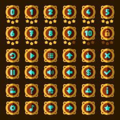 Steam punk flat game buttons set