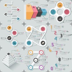 Set Of 9 Flat Minimal Infographics N9