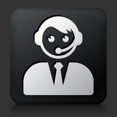 Black Square Button with Customer Service Icon N2