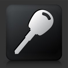 Black Square Button with Key Icon N3