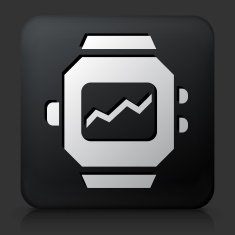 Black Square Button with Watch Icon N2